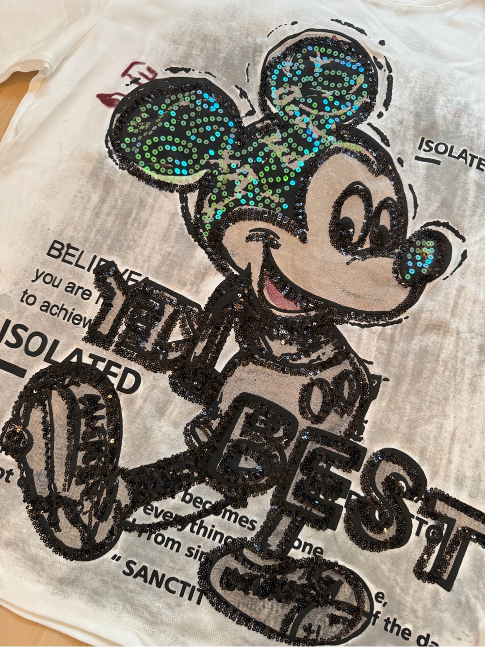 Mickey Mouse Sequin Graphic Tee - White/Cream Accent